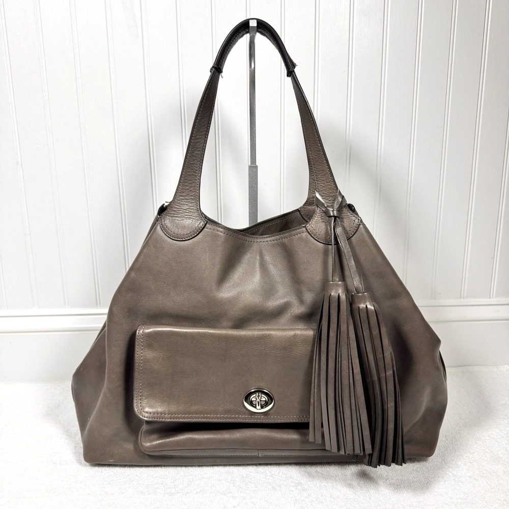 Coach Legacy American Icon XL Satchel Gray Smooth Leather Tassel Turn Lock 19997